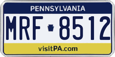 PA license plate MRF8512