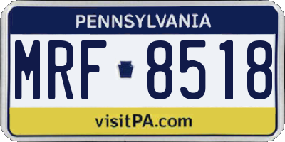 PA license plate MRF8518