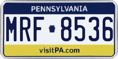 PA license plate MRF8536