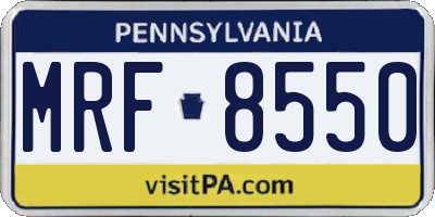 PA license plate MRF8550