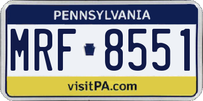 PA license plate MRF8551