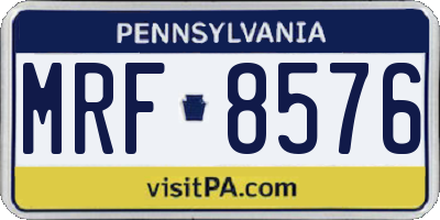 PA license plate MRF8576
