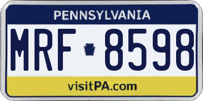 PA license plate MRF8598