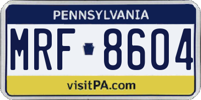 PA license plate MRF8604