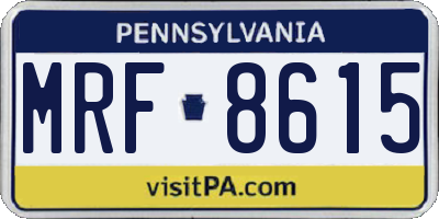 PA license plate MRF8615