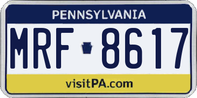 PA license plate MRF8617