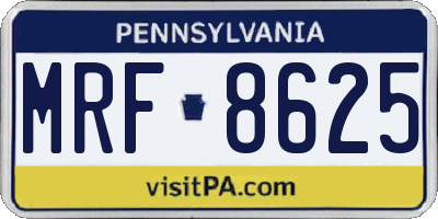 PA license plate MRF8625