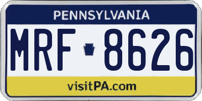 PA license plate MRF8626