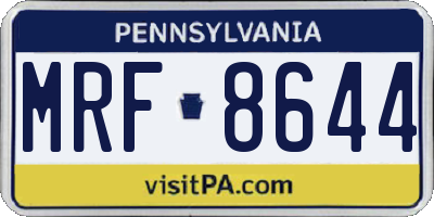 PA license plate MRF8644