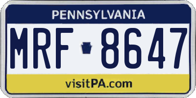 PA license plate MRF8647