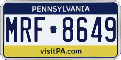 PA license plate MRF8649
