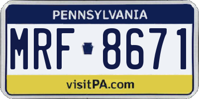 PA license plate MRF8671