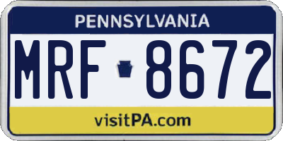 PA license plate MRF8672