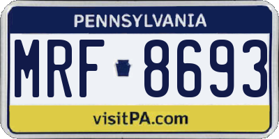 PA license plate MRF8693