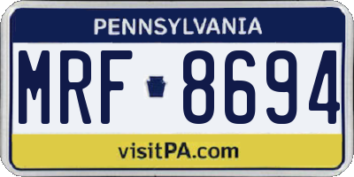 PA license plate MRF8694