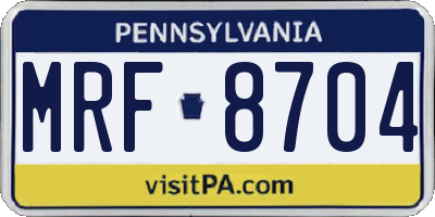 PA license plate MRF8704