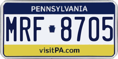 PA license plate MRF8705