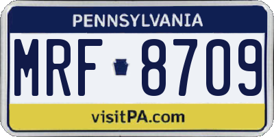 PA license plate MRF8709