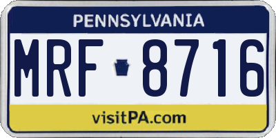 PA license plate MRF8716