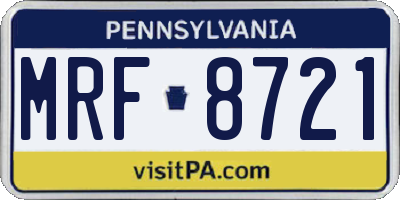 PA license plate MRF8721