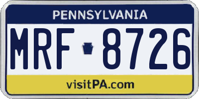 PA license plate MRF8726