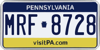 PA license plate MRF8728