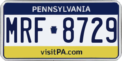 PA license plate MRF8729