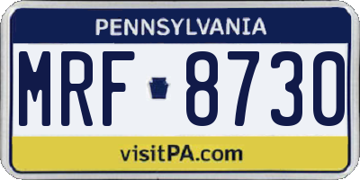 PA license plate MRF8730