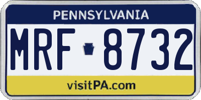PA license plate MRF8732