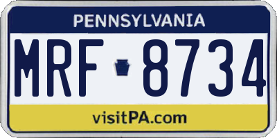 PA license plate MRF8734