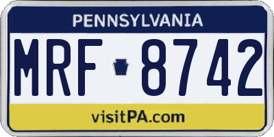 PA license plate MRF8742