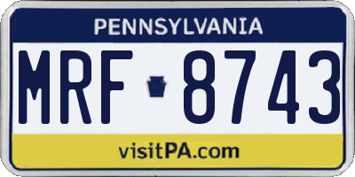 PA license plate MRF8743