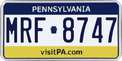 PA license plate MRF8747