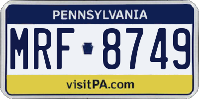 PA license plate MRF8749