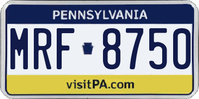 PA license plate MRF8750