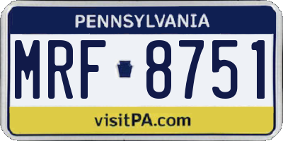 PA license plate MRF8751