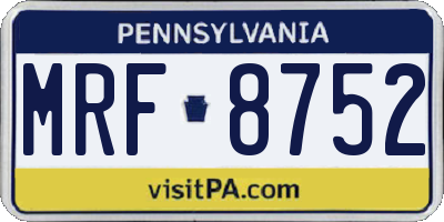 PA license plate MRF8752