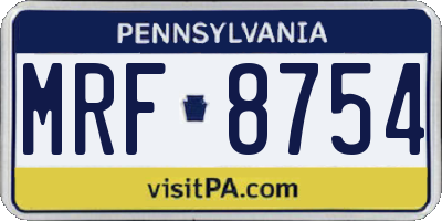 PA license plate MRF8754