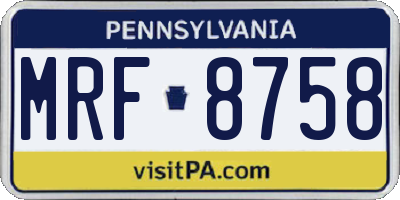 PA license plate MRF8758