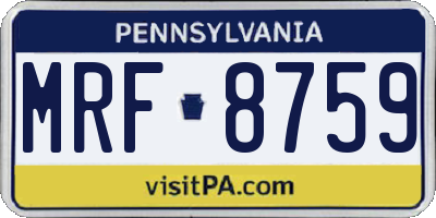 PA license plate MRF8759