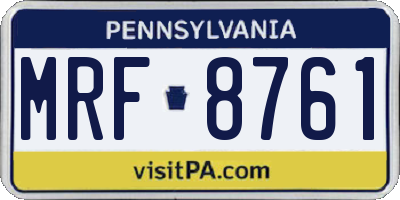 PA license plate MRF8761