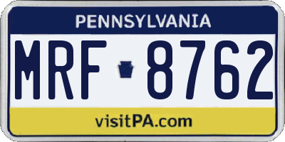 PA license plate MRF8762