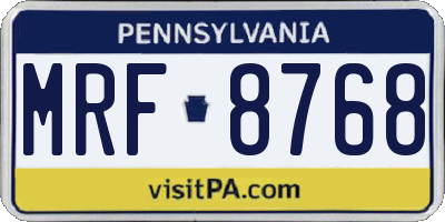 PA license plate MRF8768