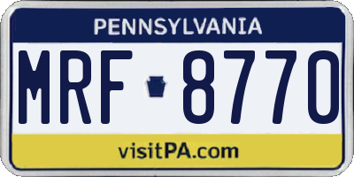 PA license plate MRF8770