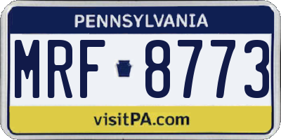 PA license plate MRF8773