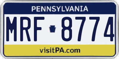 PA license plate MRF8774