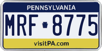 PA license plate MRF8775