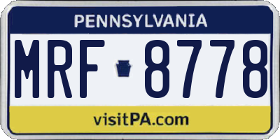 PA license plate MRF8778