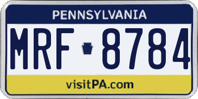 PA license plate MRF8784