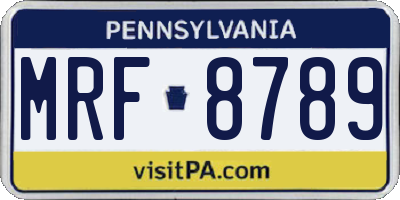 PA license plate MRF8789